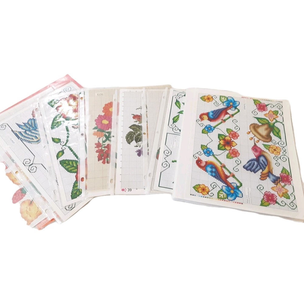 Lot of 40 Cross Stitch Leaflets Floral Basket Birds Butterflies Laminated